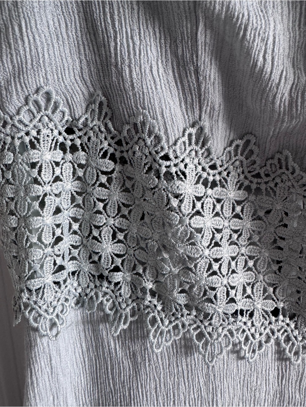 Altar'd State soft light blue top with lace trim - Picture 3 of 12
